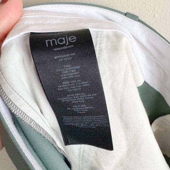 Maje Sage Green Straight Cup Tailored Trouser Pants Size 36 or Small - Picture 5 of 10